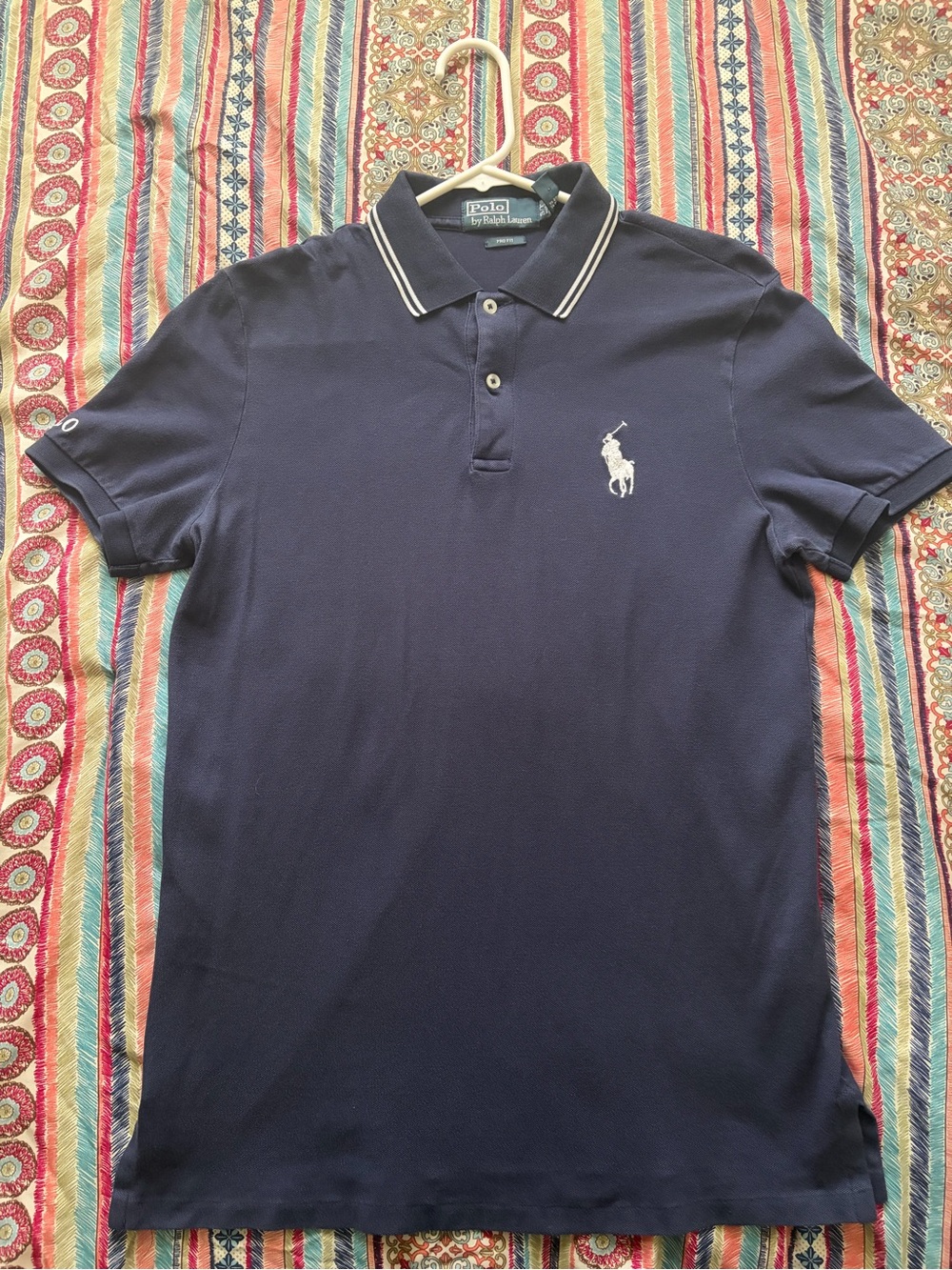 Polo by Ralph Lauren Navy Polo with White Logo & Collar Trim